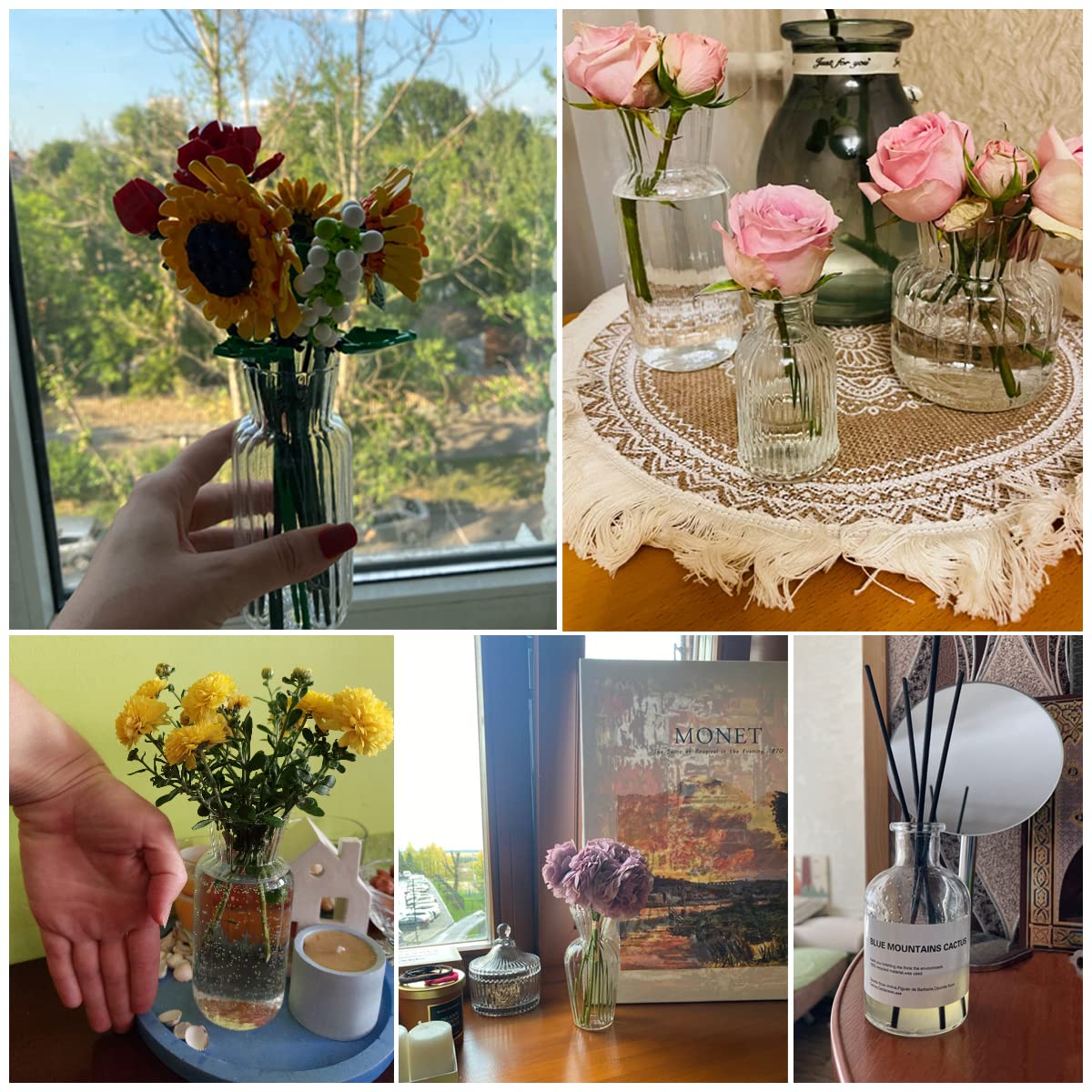 ECYC Ltd Clear Glass Vases Nordic Modern Minimalist Flowers Vases Cute Small Vases Bud Vase Hydroponic Flower Vase Terrarium Vase Plant Glass Pots for Home Office Weddings Party Decor, 2.2 x 4.9 in
