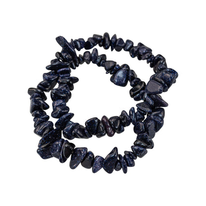 Natural Gemstone Bracelets, Chakra Crystal Healing Chip Stretch Bracelets, Gemstone Polished Irregular Crystals, Crystal Irregular Chips Beads Stretch Bracelets (Blue Goldstone)