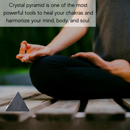 Amazing Gemstone Shungite Pyramid Crystal Healing Stones - 1" Great Pyramid Figurine of Natural Stone Pyramid for Meditation, Reiki, Chakra Balancing and Crystal Pyramids Grid