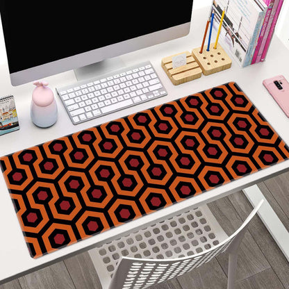 The Shining Carpet Style Desk Mat Orange Black Large Extended Mouse Pad XL Desk Pad Gaming Mousepad Keyboard Mouse Mat for Computer Laptop 31.5''X11.8'' Non-Slip Rubber Base with Stitched Edges