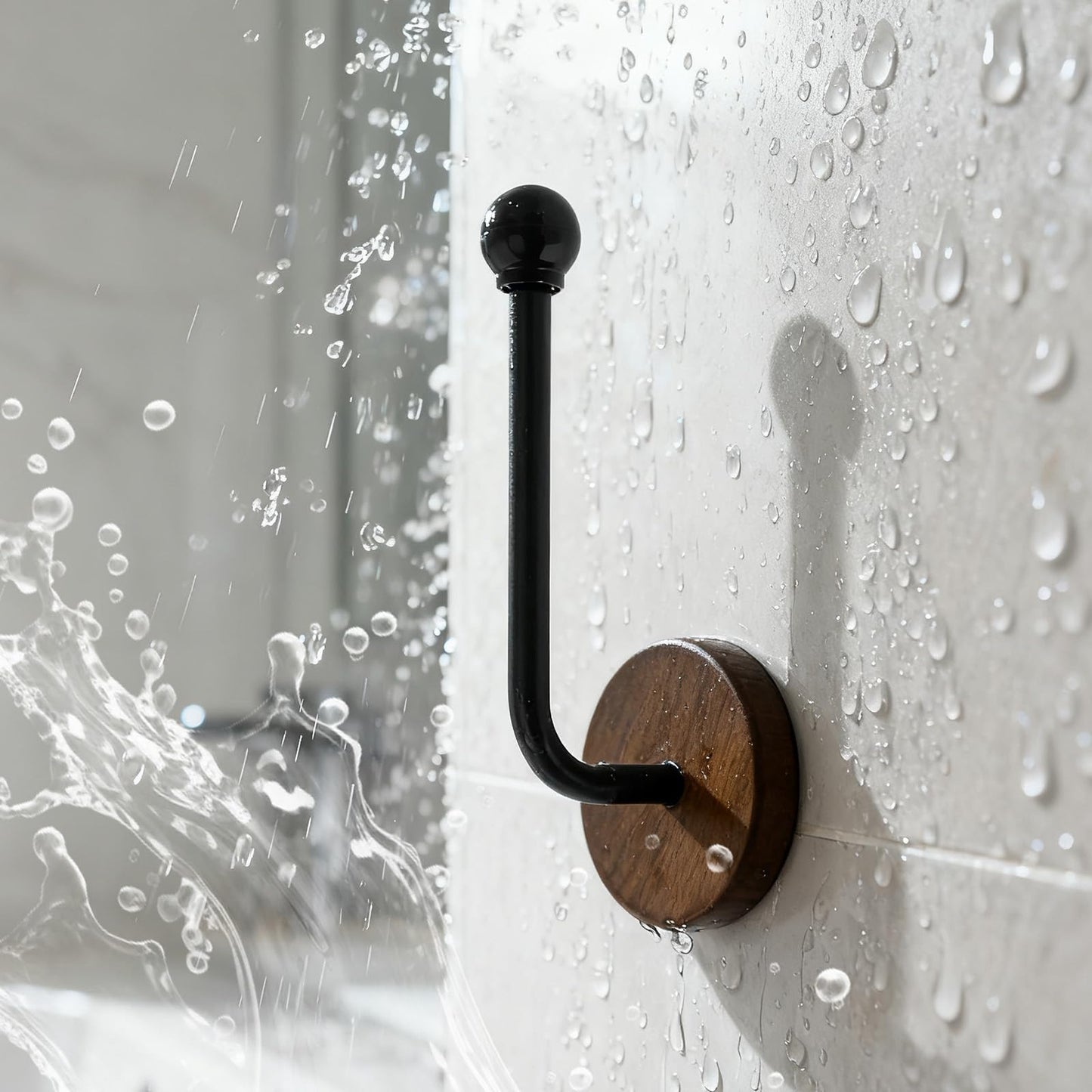Earssa 2 Pack Adhesive Curtain Holdbacks no Drill Wood Curtain Tiebacks Wall Mounted Curtain Pull Backs Curtain Tie Backs for Drapes (Black)