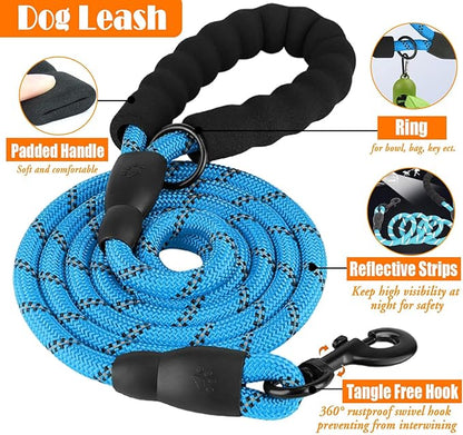 LOBEVE No Pull Dog Harness, Collar & Leash Set | Includes Dog Seat Belt, Collapsible Bowls & Poop Bag Dispenser. Ideal for Training, Walking, Hiking. Fits Small to Large Dogs(Blue-XL)