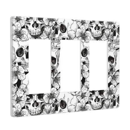 Gothic Skull Floral Skeleton 3 Gang Triple Rocker/Decorator Light Switch Wall Plate Cover Decorative GFCI Electrical Faceplate Switchplate Dimmer