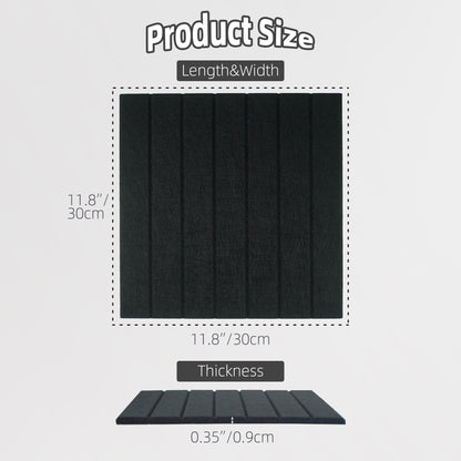 TENACR Cork Board Alternative-Felt Slat Wall Paneling,Office Bulletin Board for Decoration, Suitable for Displaying Photos and Documents, with Removable Adhesive Labels,12-Pack (Black)