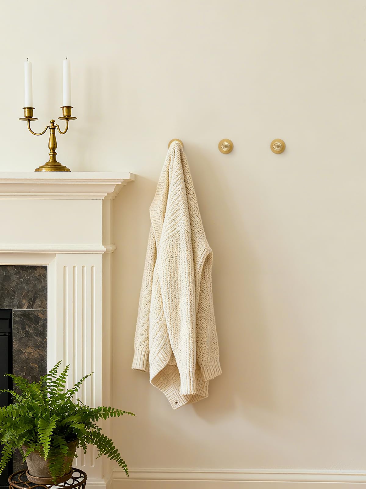 JIASENBAO 4 Pack Adhesive Coat Hooks for Bathrooms Gold Wall Robe Towel Hooks for Hanging Kitchen Decorative Heavy Duty Zinc Alloy