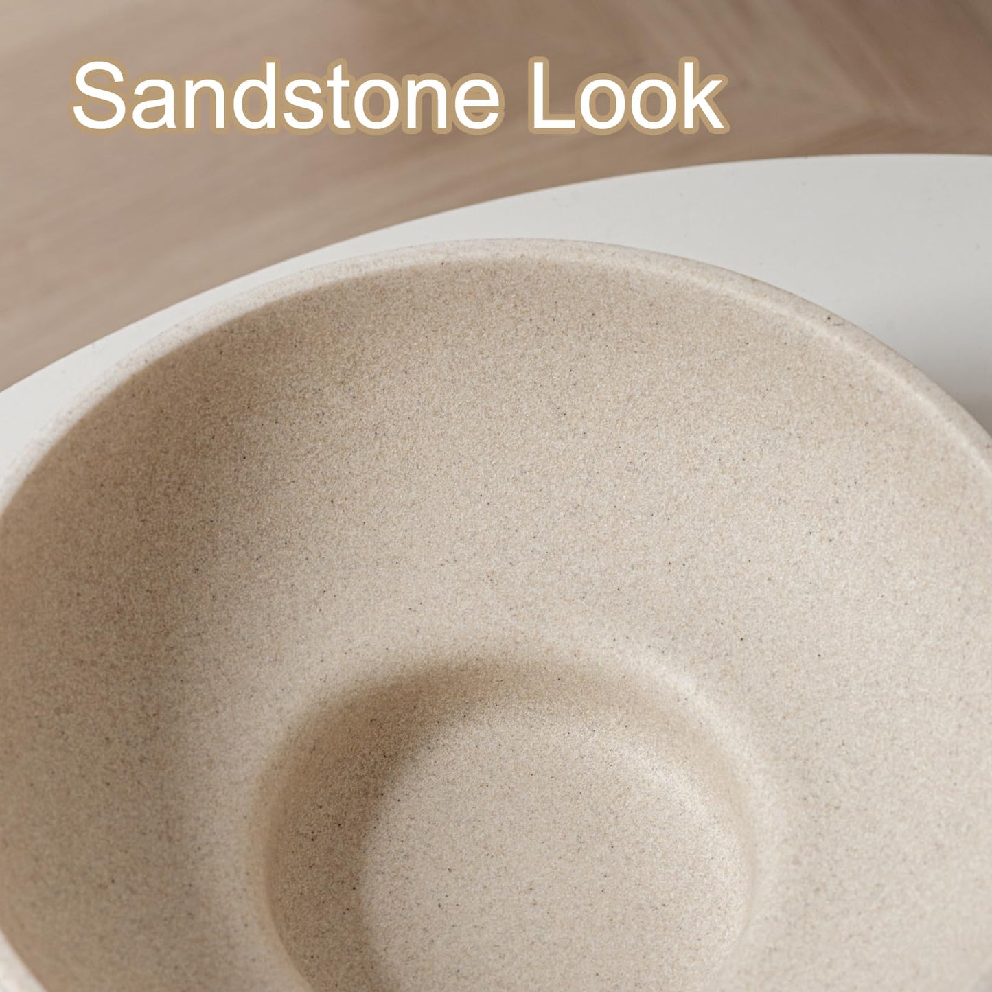 WUUAHOME Large Decorative Fruit Bowl for Kitchen Counter, Sandstone Look Modern Minimalist Snack Candy Bowl for Table Centerpiece Decor, Home, Office, Hotel, Entryway (Beige)
