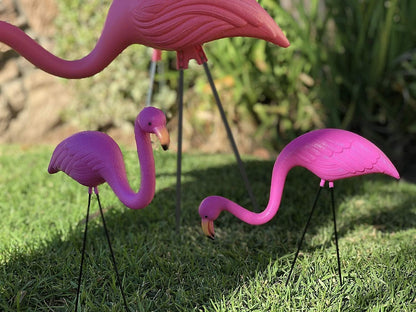 GiftExpress 12 Pack Pink Flamingos Yard Decorations - Small 14" Tall Plastic Flamingo Statue w/Metal Stakes - Lawn Ornaments & Garden Decor for Outdoor Parties