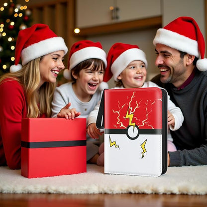 Trading Card Binder, 4 Pockets 400 Cards Holder Collector Album with 50 Removable Sleeves Compatible with Pokemon Cards Football Baseball Card TCG MTG Game Sports Cards