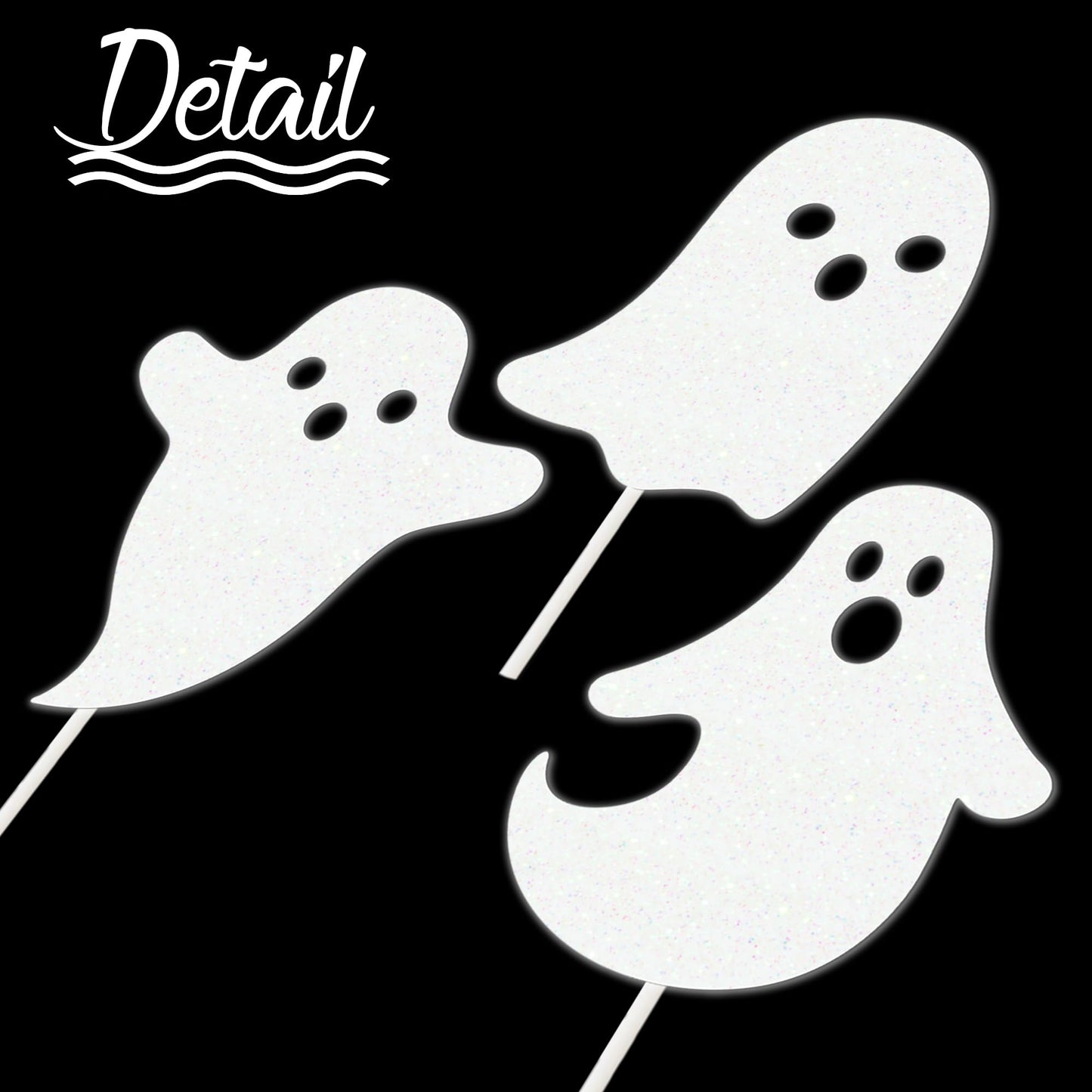 Halloween White Glitter Ghost Cupcake Toppers 24PCS Ghosts Baby Shower Cake Decorations Cute Ghost Cake Toppers for Happy Halloween Birthday Party Baby Shower Supplies