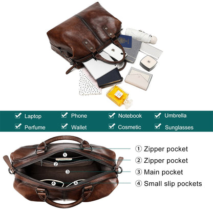 Women Genuine Leather Handbags vintage purses Top Handle Satchel and tote Crossbody Shoulder bags (Vintage Coffee)