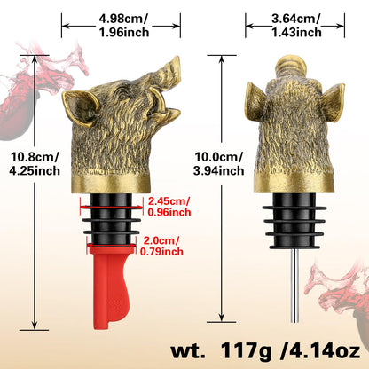 LULLEA Wild Boar Head 2-In-1 Wine Aerator Bottle Pourer and Stopper for Men Women, Hunting Gifts for Hunters, Liquor Bottle Pourers Spout for Alcohol Spirits, Wine Gifts Accessories