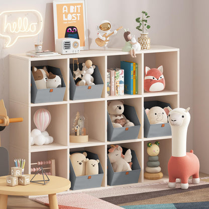 Homsorout Fabric Closet Storage Cubes - 6 Pack Square Storage Bins with Dual Handles for Clothes, Towels, Toys, Cube Storage Organizers for Bedroom, Nursery, Shelves, Closet, Small Spaces, Grey