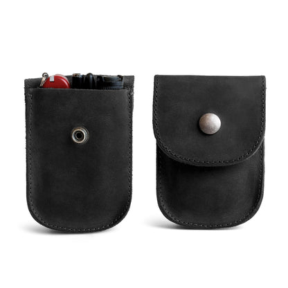 Hide & Drink, Full Grain Leather Holster Pouch, Durable EDC Waist Bag for Coins, Pocket Wallet, Headphones, Personal Items, Conveniently Attaches to Belt, Snap Closure, Handmade, Charcoal Black
