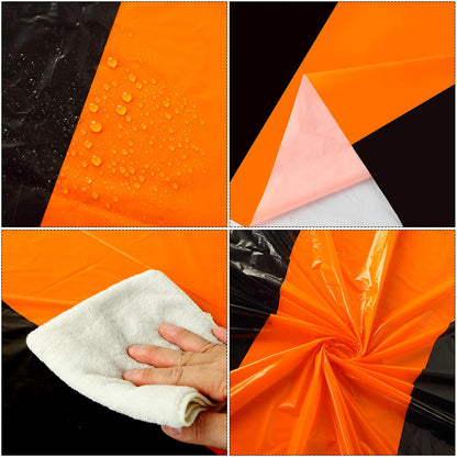 Oudain 12 Pcs Disposable Plastic Tablecloths 54" x 108" for Rectangle Tables Cloths Waterproof Table Cover for Graduation Wedding Baby Shower Birthdays Party Decoration (Orange,Black)