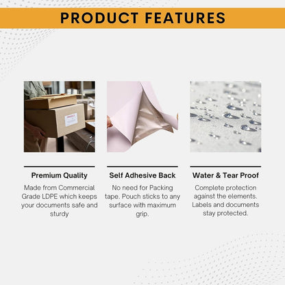 300 Pack 6"x10" Shipping Label Sleeves – Clear Self-Adhesive Packing Slip Pouches, Waterproof Packing List Envelopes – Ideal for Shipping Documents, Mailing Labels, Invoices & Packing Slips
