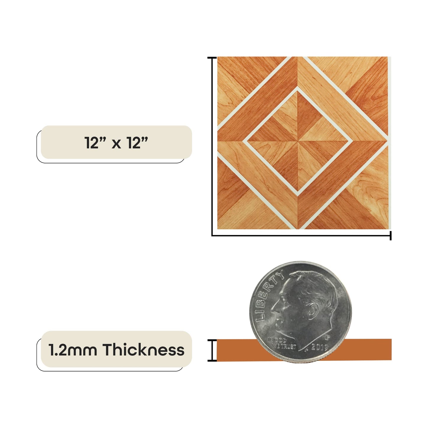 Tivoli Self Adhesive Vinyl Floor Tiles, 45 Tiles - 12" x 12", Light Oak Plank-Look - Peel & Stick, DIY Flooring for Kitchen, Dining Room, Bedrooms, Basements & Bathrooms by Achim Home Decor