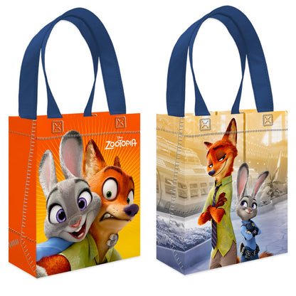 Zootopia Party Favor Bags Set – 12 Pack 8" Disney Goodie Bags for Kids Bulk Reusable Mini Totes | Disney Zootopia Birthday Party Supplies