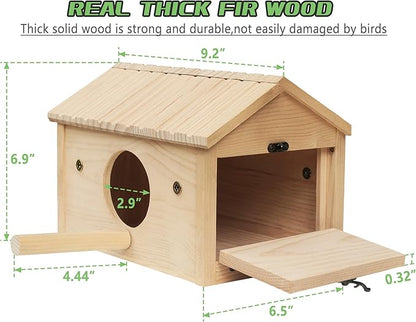 HiCaptain Bird Nesting Box Wooden Cockatiel Breeding Nest for Cages, Large Parakeet Nest Box Lovebird House Budgie Breeding Box (Wood)