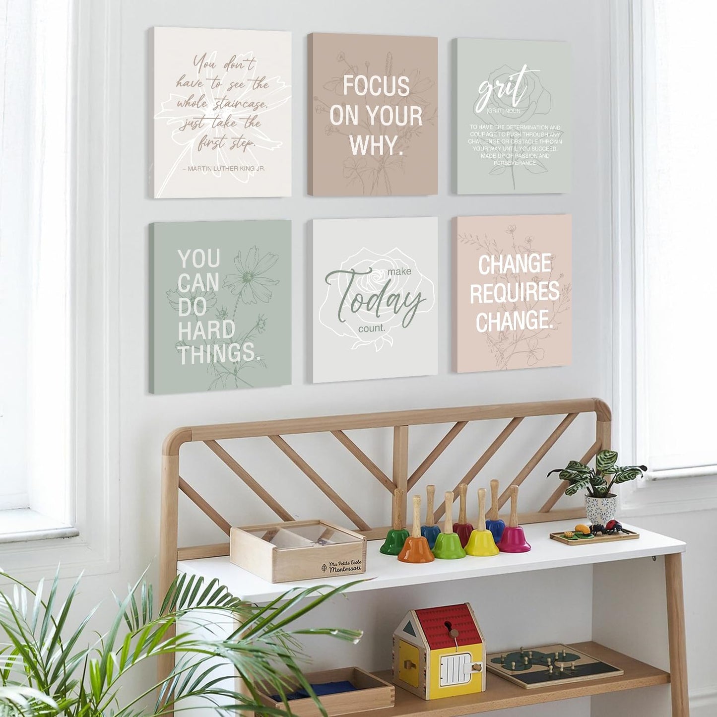 CHDITB Motivational Quotes Frame Canvas Wall Art, Inspirational Wall Decor, Set Of 6 Positive Affirmation Posters For Women, Uplifting Artwork Encourage Art Prints For Home Office Living Room-8”x10”