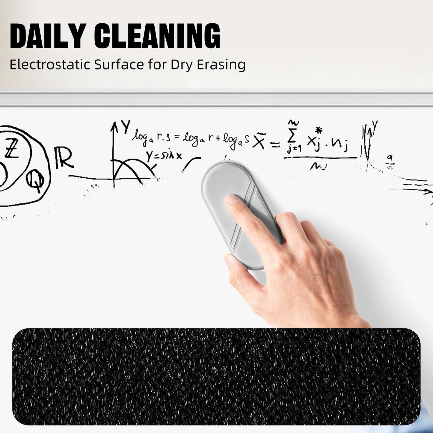 FUNISKETCH Dry Erase Eraser, Detachable Magnetic White Board Erasers - 4 Pack,Glass Board Glass Whiteboard Eraser for Office and School Supplies (Gray)