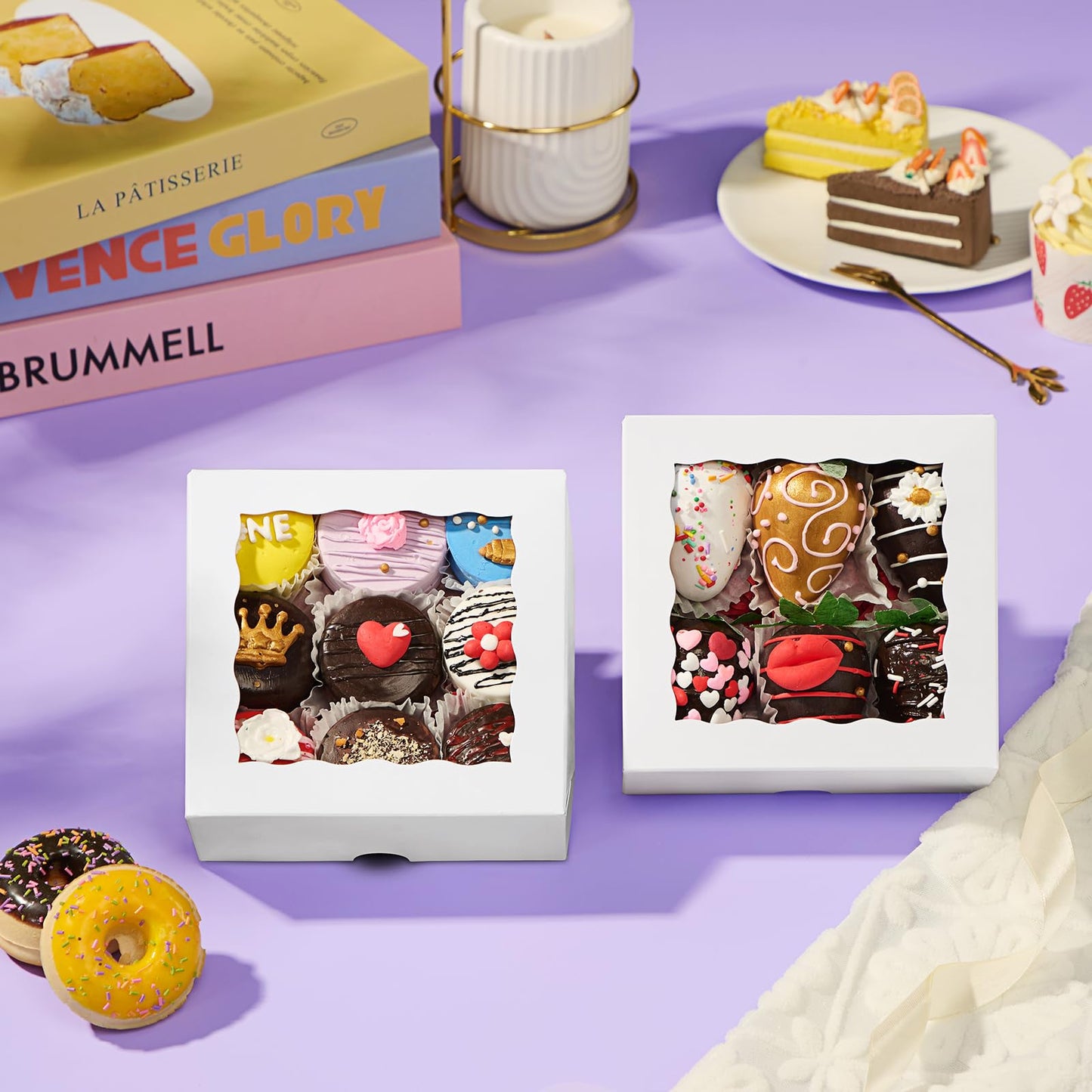 TEMLQPACK 20pcs 5x5x2 Inch Window Boxes - Fits Cookies, Soap, Chocolate, Macaron, Cake & Gift Goodies