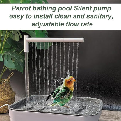 Parrot Shower - Indoor Bird Bath Station, Quiet Water Spray Unit, Automatic Cage Cleaning Flow System, Gentle Mist Bathing Setup For Finch Parakeet Cockatiel Lovebird African Grey | Home Aviary Care X