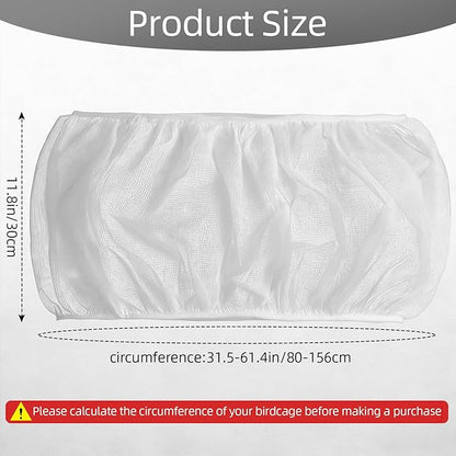 Bird Cage Seed Catcher Guard, Adjustable Stretchy Net Cover for Parrot Enclosures, Bird Cage Skirt Netting, Seed Catcher for Protective Shield for Parrot Enclosures (White)