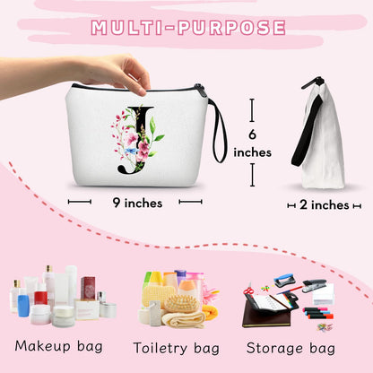 SEAMOON A-Z Personalized Makeup Bag with Mirror, Birthday Gifts for Women Friend Sister Teacher Coworkers, Bride Bridesmaid Travel Cosmetic Bag, Mothers Day Christmas Graduation J