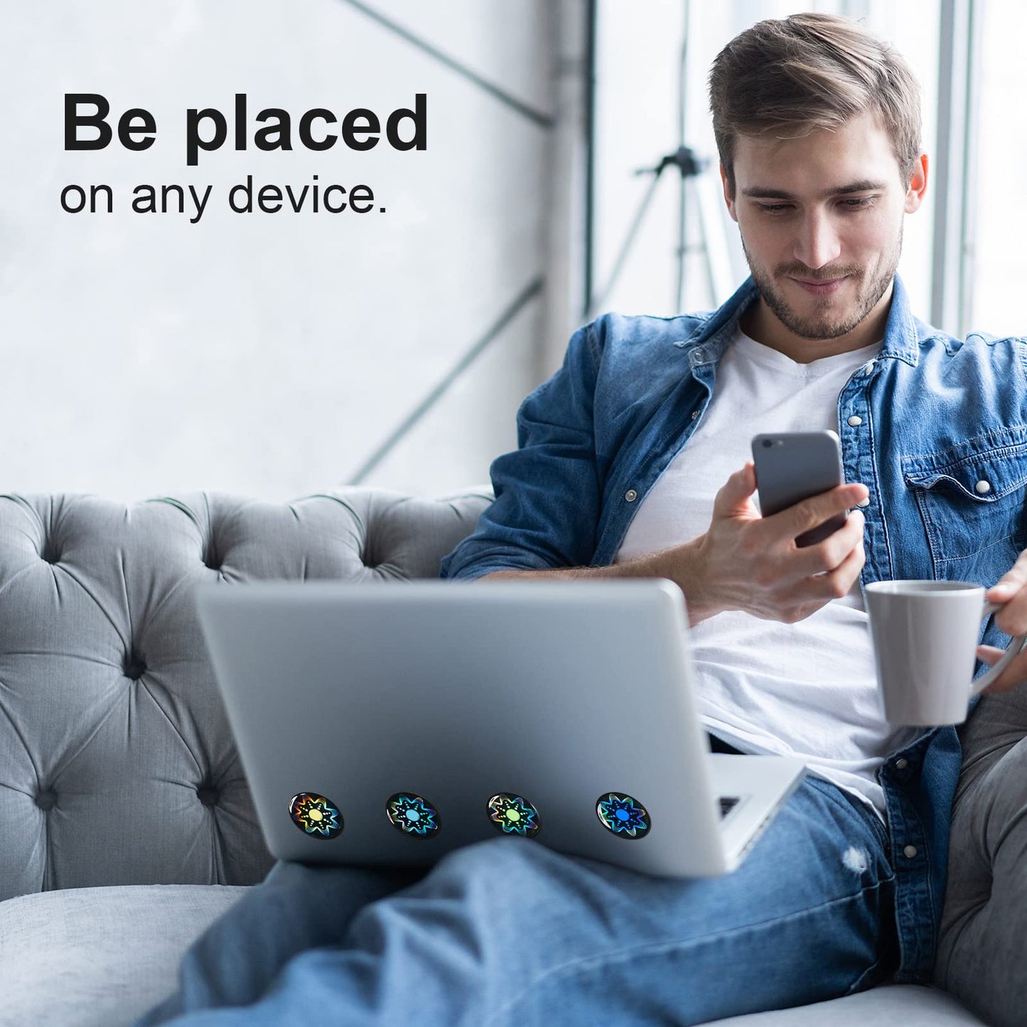 Zonon 18 Pieces Emf Stickers Emf Blocker for Cell Phone Radiation Equipment Neutralizers Devices Accessories for Laptops Computers(Blue Style)