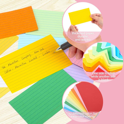 Koogel 1200PCS Index Cards 3x5, Colored Ruled Index Cards Bulk for Back To School, Heavy Notecards Memo Scratch Pad for Studying Teachers Classroom Note Taking Office College Supplies, 12 Colors