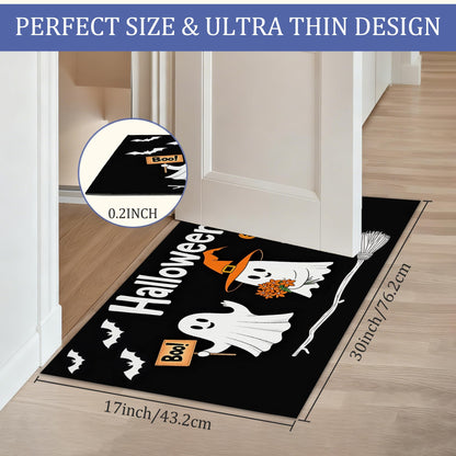 CXULIN Cute Ghosts Door Mats Indoor,Halloween Black Bats Front Door Mat Non-Slip Low Profile Welcome Mat for Outdoor Entrance Indoor Rug Mat Home Patio, Porch, Hallways Floor 30 x 17 Inch