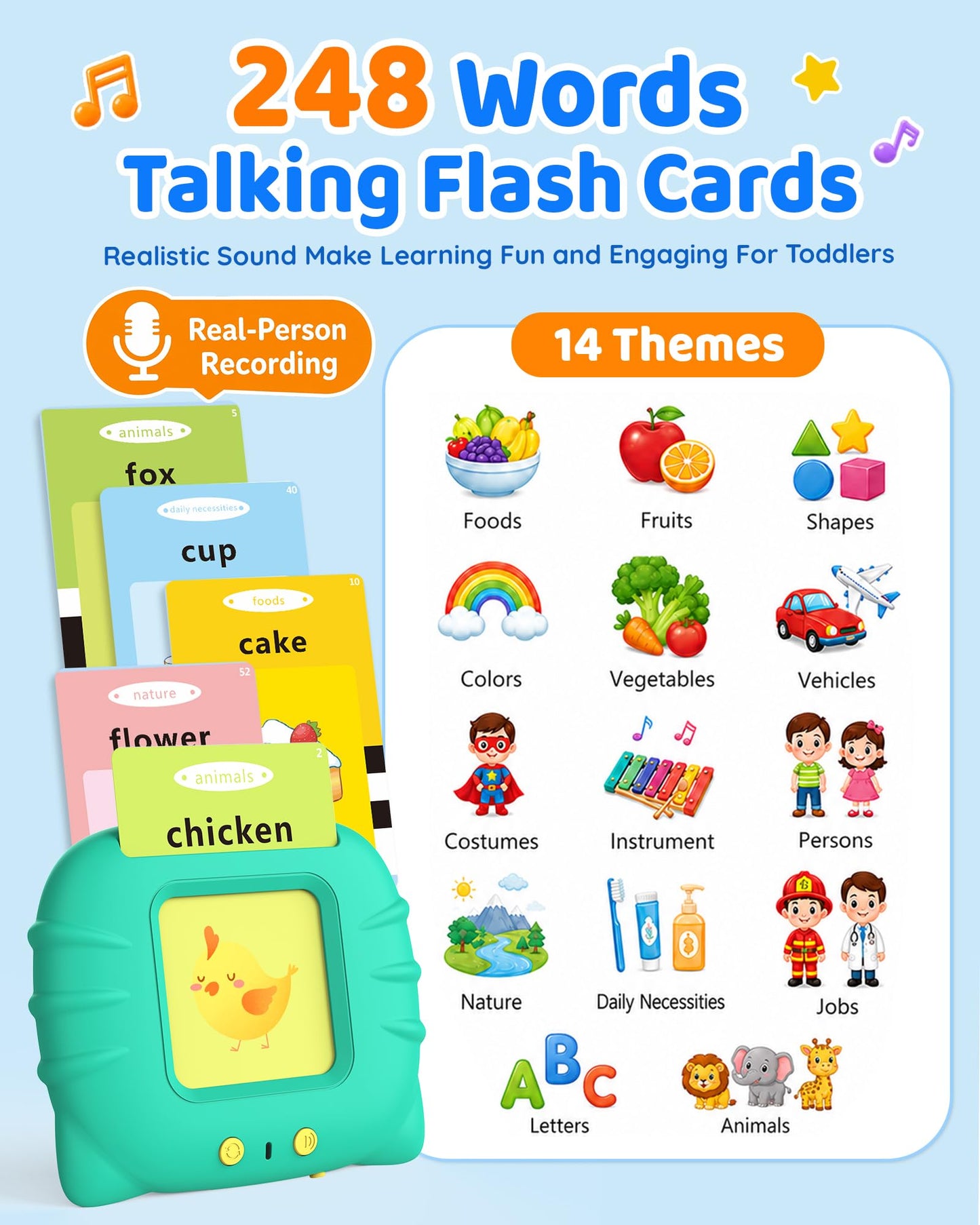 Aullsaty Talking Flash Cards for Toddlers 1-3, Upgraded 248 Sight Words Montessori Speech Therapy Toy, Autism Sensory Educational Learning Toys, Birthday Gifts for Boys Girls (Green)