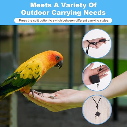 Bird Leash, with 5 Different Size Foot Ring and Feeder Box, Retractable Anti-Bite Parrot Harness, Bird Flight Training Rope for Budgies,Cockatiels,Psittacula Longicauda,Mini Macaws (6.5Ft)