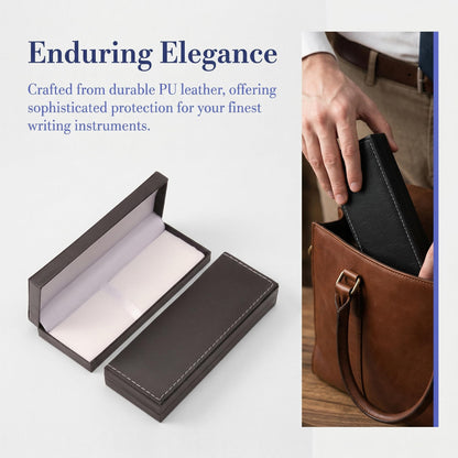 ZGGAZCA Leather Pen Box Single Case Empty Rectangle Pen Boxes for Fountain and Ballpoint Pens Display Organizer Storage Case for Men and Women Business Office School Supplies Collection Black