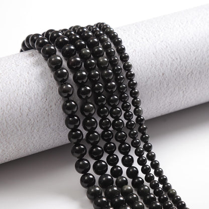 45pcs 8mm Natural Black Obsidian Gemstone Beads Energy Healing Crystal Round Loose Stone Beads for Jewelry Making, DIY Bracelets Necklaces