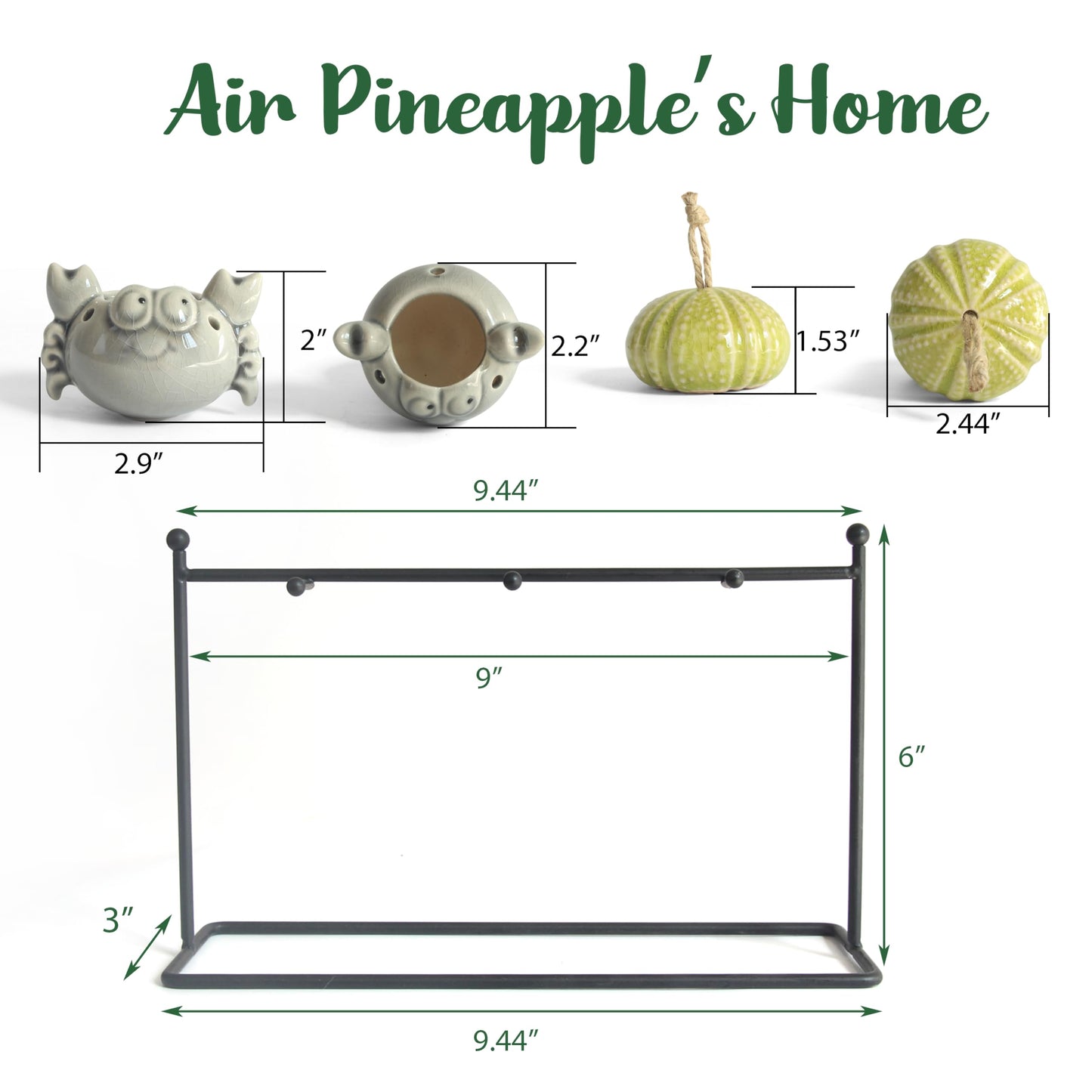 Gniliny 8 Pack Ceramic Air Plant Cradle with Rack: Indoor/Outdoor Hanging Planters - Air Plant Display Container for Home Office Garden