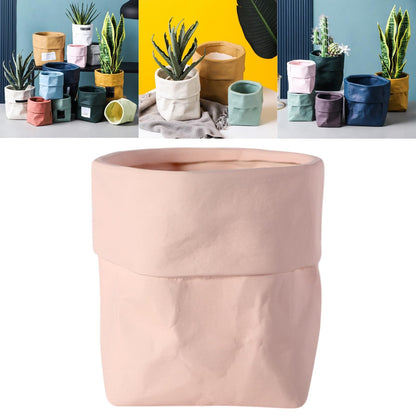 Boxonly Indoor Plant Pot, 5.5 Inch (Medium) Ceramic Planter with Drainage Hole and Mesh Pad – Modern Decorative Flower Pot with Attached Saucer, Perfect for Home and Office, Pink