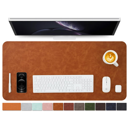 Distressed Leather Desk Mat - Non-Slip PU Desk Pad for Office and Home - Desk Organization and Accessories - Ideal for Large Mouse Pad and Desk Mats on Top of Desks(Tan,36"x 17")