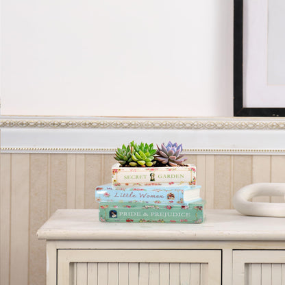 Garsheon Book Planter, Ceramic Planters with Drainage Hole, Ceramic Book Vase for Flowers, Cute Plant Pot for Book Shelf Decor, Book Shaped Vase for Book Lovers Gifts, Book Lovers Women