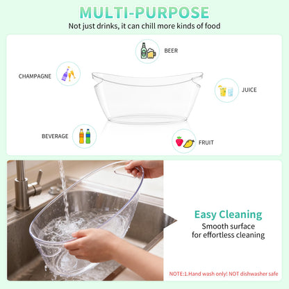 Ice Buckets for Parties, 2 Pack 5.5L Clear Acrylic Champagne Beverage Buckets Tub with Scoops & Wine Bottle Opener, Large Ice Bucket for Mimosa Bar, Wine, Beer, Cocktails & Drinks (3-5 Bottles)