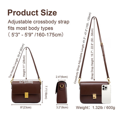 MoreFarther Genuine Leather Crossbody Purse for Women, Beige