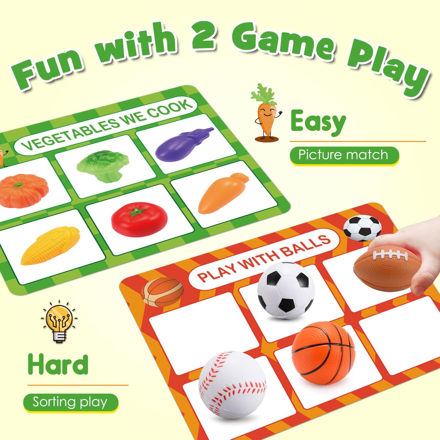 Montessori Sensory Toys for 2-6 Year Olds | 58-Piece Learning & Sorting Games with Mystery Box | Preschool Activities & Speech Therapy Gifts | Easter Basket Stuffers, Birthday Gifts for Boys & Girls