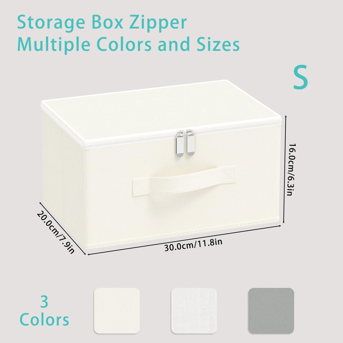 GUOHNHE Storage Bins with Zipper, Cube Organizer Basket with Lid, Collapsible Stackable Closet Boxes, for Home and Bedroom, 1 Pack, Beige, 11.8 x 7.9 x 6.3 In, XSNY16BES-1