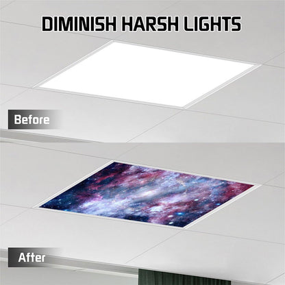 2PCS Magnetic Fluorescent Light Covers - Starry Universe Filters for Classroom & Home Office Drop Ceiling Lamps, 4x2Feet