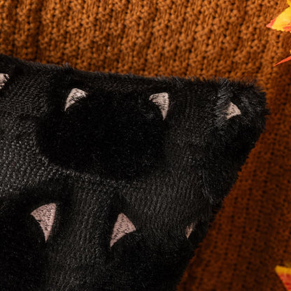COSIBONO Halloween Black Cat Throw Pillow Covers 20x20 Inch Set of 2, Spooky Ghost Faux Fur Cushion Covers for Fall Decor, Soft Decorative Farmhouse Pillowcases for Sofa Bench Living Room (Pink)