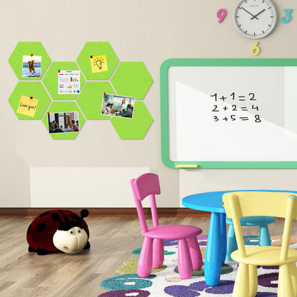 HULAVO Large Hexagon Felt Cork Board Tiles, Self Adhesive DIY Felt Bulletin Board Pin Board with 35 Pushpins for Office School Home Wall Decor Stickers Memos Photos Display(Bright Green)