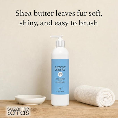 SUZANNE Organics Coconut Pet Shampoo - 12 oz - Sulfate-Free Dog Shampoo with Soothing Oats & Shea Butter - Non-Toxic, Gentle Cleansing for Delicate Skin & Silky Coat - Cruelty-Free