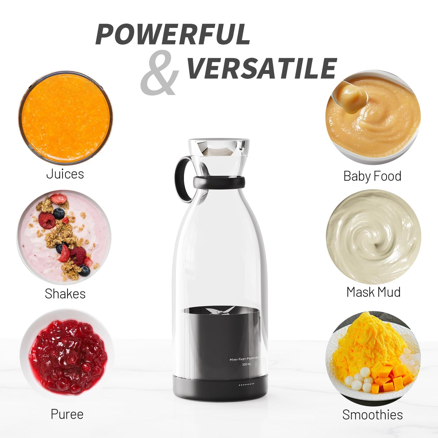 OTPEIR Portable Blender for Shakes and Smoothies with 11.83 Oz Travel Cup and Lid,Durable Stainless Steel Blades for Juice Blending Performance, Pink
