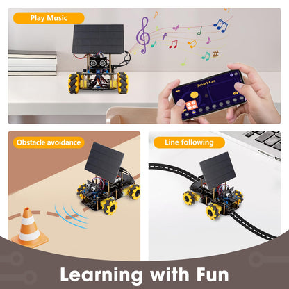 Robotics Kit for Kids Ages 8–12,ACEBOTT STEM Robot Car with Solar Powered,Compatible with Arduino & Scratch,STEM Toys for Boys Ages 8–12,App & Remote Control,Programmable ESP32, for Boys and Girls