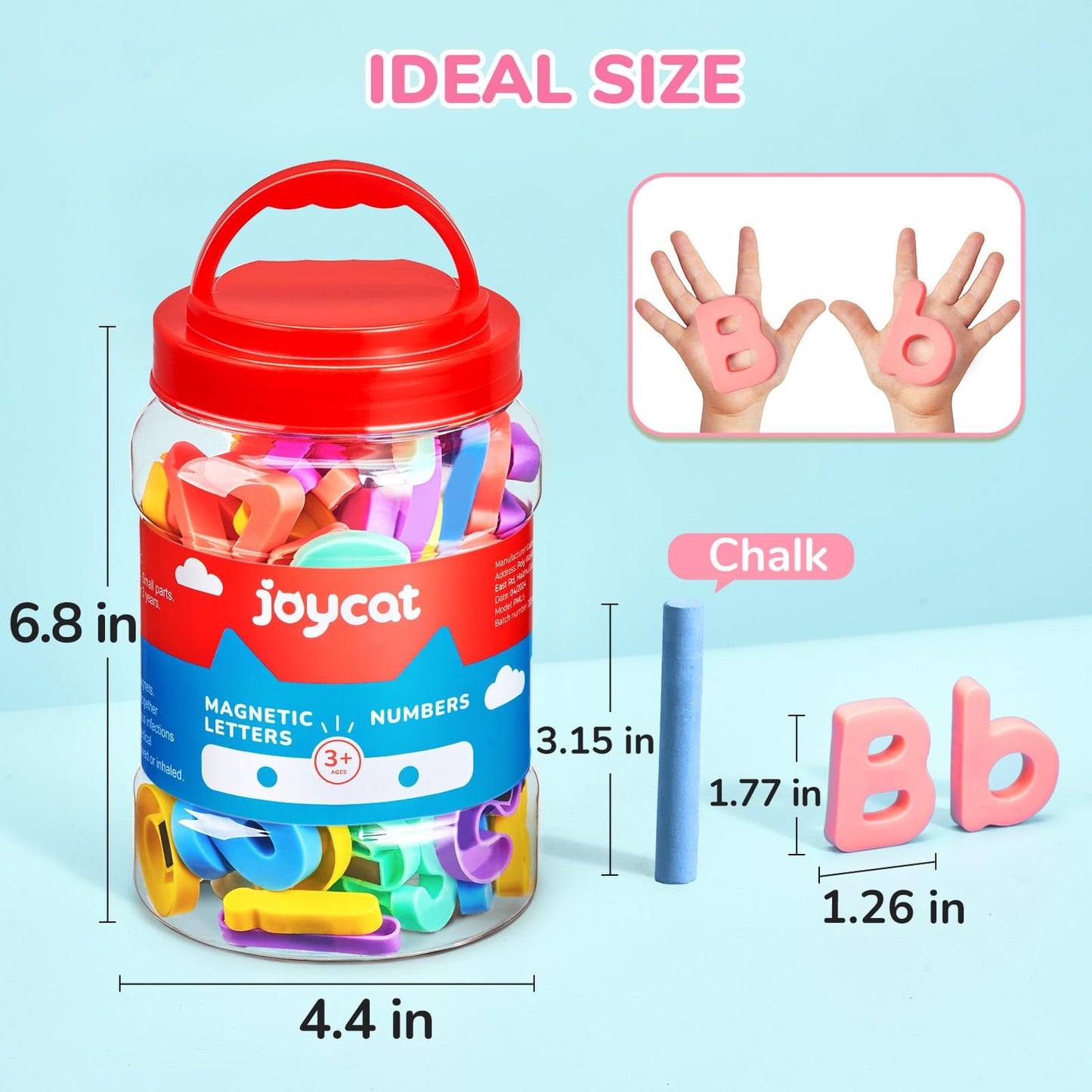 JoyCat Magnetic Letters and Numbers, Uppercase and Lowercase Alphabet Fridge Magnets, Preschool Educational Learning Plastic ABC 123 Colorful Toy Set, Math Symbols for Toddlers, Kids (104 PCS)